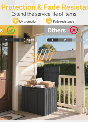 Greesum Outdoor Storage Box 31 Gallon Storage Box with Lid for Patio Furniture, Garden Tools, Pool Supplies, Waterproof and UV Resistant, Lockable, Dark Black