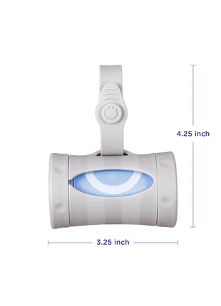 Ubbi Retractable Bag Dispenser for Diaper Bag, Gray | Portable Bag Holder for Travel, Clips to Stroller or Diaper Bag, Newborn Baby Essentials, Includes 24 Lavender Scented Bags