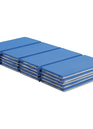 ECR4Kids Everyday Folding Rest Time Mat, 4-Section, 1in, Sleeping Pad, Blue/Grey