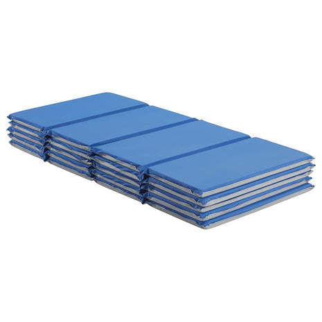 ECR4Kids Everyday Folding Rest Time Mat, 4-Section, 1in, Sleeping Pad, Blue/Grey