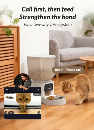 Automatic Cat Feeder with Camera, 5L Timed Cat Food Feeder,2-Way Audio & App Remote Control,Desiccant Bag,Auto Pet Dispenser for Cats and Dogs