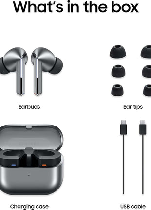 Samsung Galaxy Buds 3 Pro AI True Wireless Bluetooth Earbuds, Noise Cancelling, Sound Optimization, Redesigned Comfort Fit, Silver [US Version, Amazon Exclusive, 2Yr Warranty]