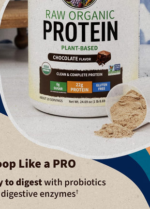 Garden of Life Protein Powder, Vegan Protein Powder, BCAA, Probiotics & Digestive Enzymes, Gluten & Lactose Free, Chocolate, 1.5 LB