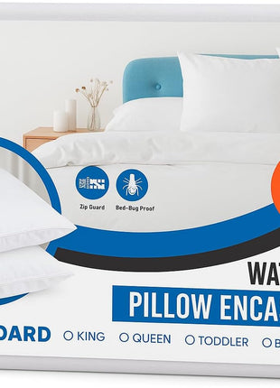 Utopia Bedding Waterproof Pillow Protectors Zippered Standard Size (2 Pack, White), Zippered Pillowcases, Bed Bug Proof Pillow Encasement Covers 20 x 26 Inches