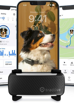 Tractive Smart Dog GPS Tracker | Live Pet Tracker with Virtual Fence | Vital Signs Monitoring of Heart & Respiratory Rate | Bark Monitoring | Dog Collar Attachment (Black)