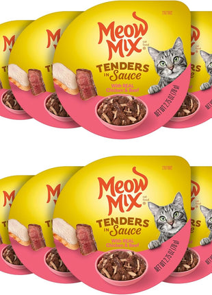 Meow Mix Tender Favorites Poultry & Beef Variety Pack, Wet Cat Food, 2.75 oz Cup (24 Pack)