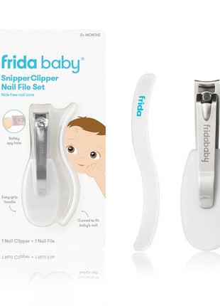 Frida Baby NailFrida Baby Nail Clippers & Nail File & Buffer for Newborns and Up, Safety Spyhole, Nickel Free, Curved Clipper to Fit Babies Nails