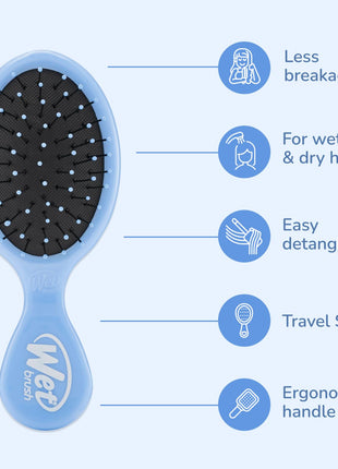 Wet Brush Squirt Detangling Brush, Sky, Mini Detangler, No Tangle Ultra-Soft IntelliFlex Bristles, Wet & Dry Styling Hairbrush for Women & Men, All Hair Types