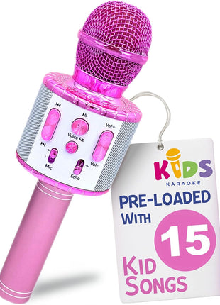 Move2Play, Kids Karaoke Microphone | Includes Pre-Loaded Songs & Bluetooth | Kids Birthday Party Gift | Toy for All Ages 2, 3, 4, 5, 6+ Year Old Girls, Boys & Toddlers