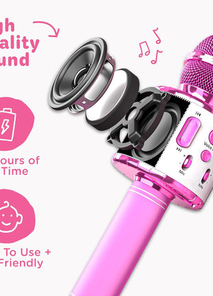 Move2Play, Kids Karaoke Microphone | Includes Pre-Loaded Songs & Bluetooth | Kids Birthday Party Gift | Toy for All Ages 2, 3, 4, 5, 6+ Year Old Girls, Boys & Toddlers