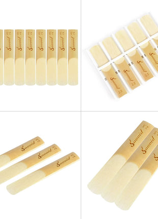 10 Pack Bb Clarinet Reeds with Plastic Box, Strength 2.5 Reeds for Clarinet, Thinner Reed Tip & Unfiled Cut for Easy of Play, Traditional Reeds for Clarinet Beginner and Player