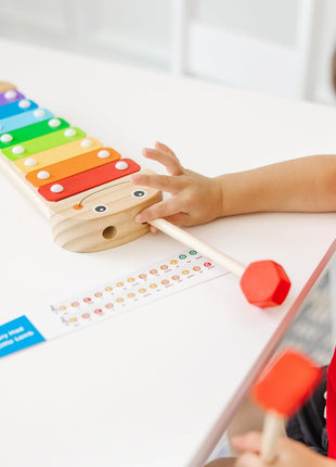 Melissa & Doug Caterpillar Xylophone Musical Toy with Wooden Mallets 15.25" x 6.5" x 1.5", Blue