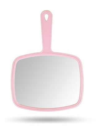 Gladmart 10.3" L x 7.4" W Hand Mirror with Handle, Pink | Salon Mirror Hand Held, Hanging Mirror, Hand Mirror for Men and Women, Shaving and Makeup, Distortion-Free, Barber Mirror