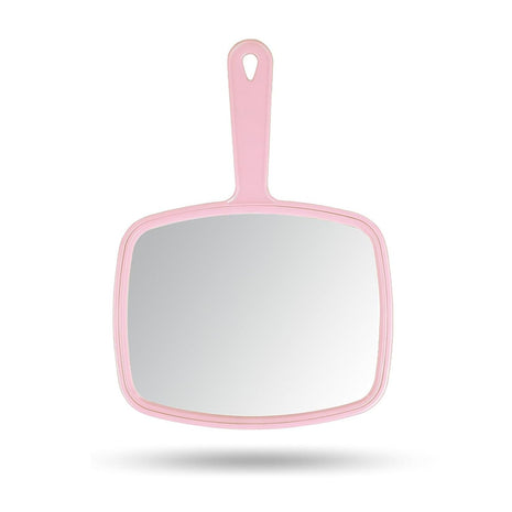 Gladmart 10.3" L x 7.4" W Hand Mirror with Handle, Pink | Salon Mirror Hand Held, Hanging Mirror, Hand Mirror for Men and Women, Shaving and Makeup, Distortion-Free, Barber Mirror