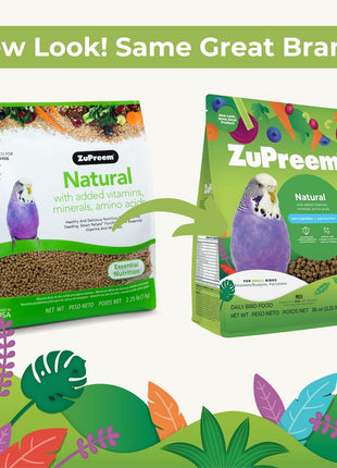 ZuPreem True Harvest Parakeet & Budgie Food, Uniform Bird Food, S, 2.25 lb | Bird Food Pellets, ZuPreem Natural Pellets, Parrot & Parakeet Food, Budgie, Parrotlet, Dove, Vitamins, Minerals, Made in USA