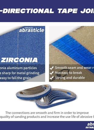 1/2 inch x 18 inch Zirconia Sanding Belts for Metal, 1/2 x 18 Inch Zirconia Metal Grinding Sand Paper, 36 PCS 6 Each of 40/60/80/120/180/240 Assorted Grits, Perfect for Metal Polishing, Derusting, Woodworking