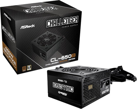 ASRock Challenger Power Supply 650W ATX 2.52 120mm Golf Blade Fan 5 Years Warranty Taiwanese Capacitor CL-650B 80 Plus Bronze Certified Non-Modular