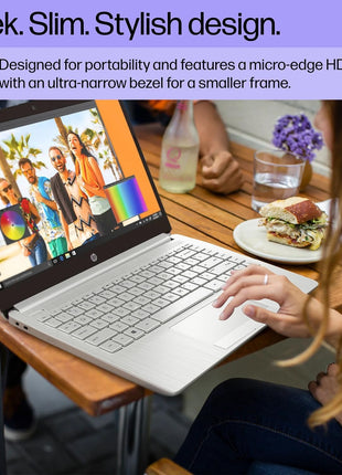 HP Portable Laptop, Student and Business, 14 inch HD Display, Intel Quad-Core N4120, 16GB DDR4 RAM, 64GB eMMC, 1 Year Office 365, Webcam, RJ-45, HDMI, Wi-Fi, Windows 11 Home, Silver