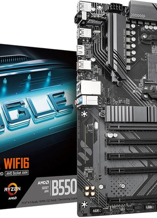 GIGABYTE B550 Eagle WIFI6 AMD AM4 ATX Motherboard, Supports Ryzen 5000/4000/3000 Processors, DDR4, 10+3 Power Phase, 2X M.2, PCIe 4.0, USB-C, WIFI6, GbE LAN, PCIe EZ-Latch, EZ-Latch, RGB Fusion