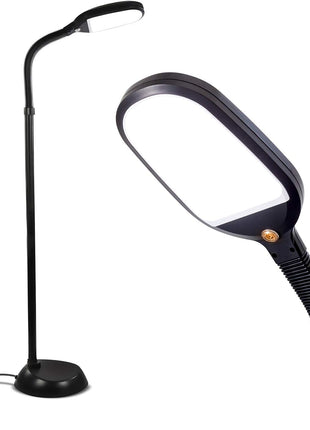 Brightech Litespan - Bright LED Floor Reading Lamp for Over Chair Crafts and Reading, Esthetician Light for Lash Extensions, Gooseneck Adjustable Standing Lamp for Living Room, Bedroom, Office - Black