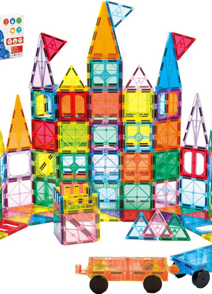 Anbalulu 134PCS Magnetic Building Tiles: Durable STEM Toys with Strong Magnets for Kids, Educational Building Blocks for Group Play Activities | Gift for Boys Girls 3+