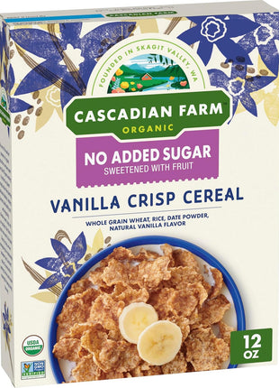 Cascadian Farm Organic Vanilla Crisp Cereal, No Added Sugar, 12 oz