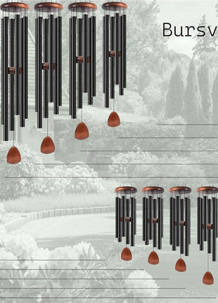 Bursvik 37" Aluminum Wind Chimes for Outside(Black), Patio Zen Decor Gift | Creates Calming Zen Atmosphere, Classic Melodies, Great Gift for Mom, Ideal Outdoor Decoration