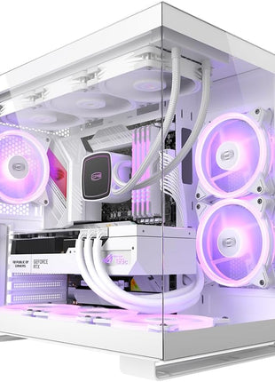 PCCOOLER CPS - C3 T500 ARGB White - Mid Tower - Gaming Desktop Case with 6 ARGB Fans - ATX/M-ATX/ITX - 270 Column Free Panoramic View - 360MM Radiator & 400MM GPU Support (C3-T500WHD6-GL)