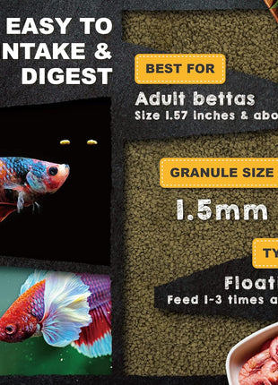 Ultra Fresh Betta Fish Food, Pro Shrimp Patties, 50% Sword Prawns + Akiami Paste Shrimps, All Natural Protein, Rich in Calcium, for Betta's Healthy Development and Cleaner Water, 0.7 oz