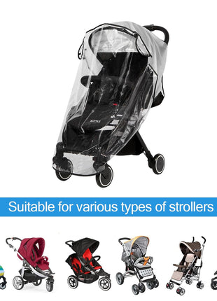 Clear Stroller Rain Cover, Universal Travel Weather Shield Breathable Baby Stroller Rain Cover for Windproof, Waterproof, Protect from Sun Dust Snow
