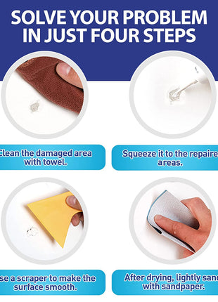 Drywall Repair Kit, 2-Pack Wall Mending Agent, Wall Spackle with Tools | Includes Scraper and Sandpaper. For Wall Surface Hole Fill, Quick And Easy Solution.