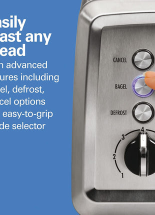Hamilton Beach 2 Slice Toaster with Extra Wide Slots, Bagel Setting, Toast Boost, Slide Out Crumb Tray, Auto Shutoff & Cancel Button, Defrost Function, Stainless Steel (22794)