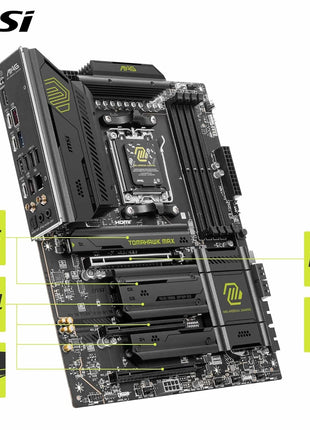 MSI MAG X870E Tomahawk WiFi Motherboard, ATX - Supports AMD Ryzen 9000/8000 / 7000 Processors, AM5-80A SPS VRM, DDR5 Memory Boost 8400+ MT/s (OC), PCIe 5.0 x16, M.2 Gen5, Wi-Fi 7, 5G LAN