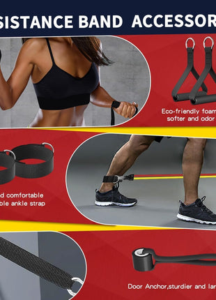 WHATAFIT Resistance Bands, Exercise Bands,Resistance Bands for Working Out, Work Out Bands with Handles for Men and Women Fitness, Strength Training Home Gym Equipment