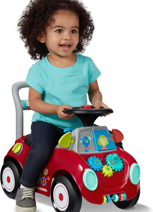 Radio Flyer Busy Buggy, Toddler Ride On Toys, for Toddlers 1-3 | 3-in-1 Push Walker Ride On Car with 17 Sensory Activities, Anti-Tip Feature, Horn and Gears, 42 lb Capacity
