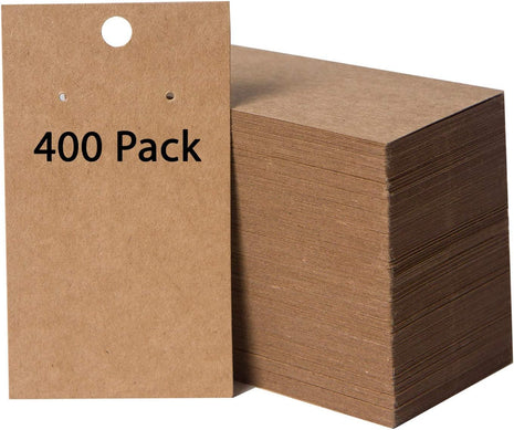 400 Pack Earring Cards - Earring Display Cards - Hanging Earrings - Bulk Cards - 2 x 3.5 Inches - Brown (Pack of 400)