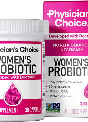 Physician's CHOICE Probiotics for Women   PH Balance, Digestive, UT, & Feminine Health   50 Billion CFU   6 Unique Strains for Her   Organic Prebiotics, Cranberry Extract+   Women Probiotic   30 CT