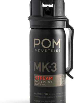 POM MK3 Pepper Spray, Belt Clip Model, Maximum Police Strength OC with UV Marking Dye, Quick Flip Top Safety, 360° Performance at Any Angle, Powerful Accurate Stream, 18 ft Range, 1.8 fl oz