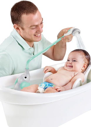 Yookidoo Baby Bath Shower Head - Elephant Water Pump and Trunk Spout Sprayer - One Handed Flow Control for Newborn Babies in Tub Or Sink (Turquoise)