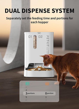 PETKIT Automatic Cat Dog Feeder with Camera, AI-Powered Motion Capturing, 1080P HD Video with Night Vision, 2.4G WiFi Pet Feeder with 2-Way Audio, Dual Hopper Pet Food Dispenser with Desiccant