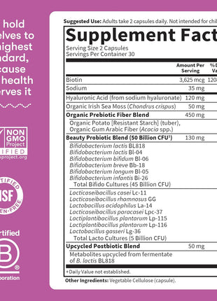 Garden of Life Dr. Formulated Beauty Probiotics with Biotin, 50B CFU, 60ct | Hyaluronic Acid and Pre, Pro & Postbiotics - Skin Health, Hair & Nails, Non-GMO, Gluten-Free, Vegetarian