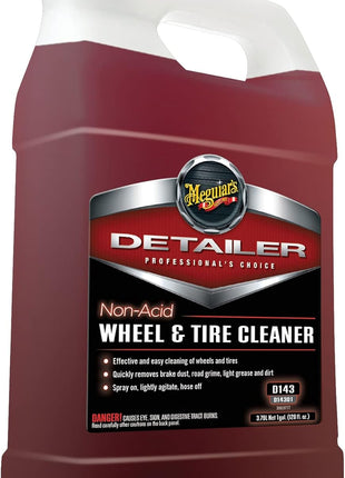 Meguiar's D14301 Non Acid Tire and Wheel Cleaner, Pre-Diluted, No Mixing Required Car Wheel Cleaner - 1 Gallon Wheel Cleaner 128 Fl Oz