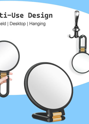 Sifolo 30x Magnifying Mirror, Travel Hand Mirrors with Handle - Double Side Handheld Mirror with 1X 30X Magnification & Adjustable Handle/Stand, Hand Held Foldable Travel Mirror for Makeup(Black)