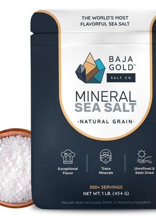 Baja Gold Signature Mineral Sea Salt - Recommended by Gary Brecka - Organic Natural Grain Salt for Cooking & Baking | Authentic Baja Salt | Ideal for All Culinary Creations | 1 lb. Resealable Bag, 300+ Servings