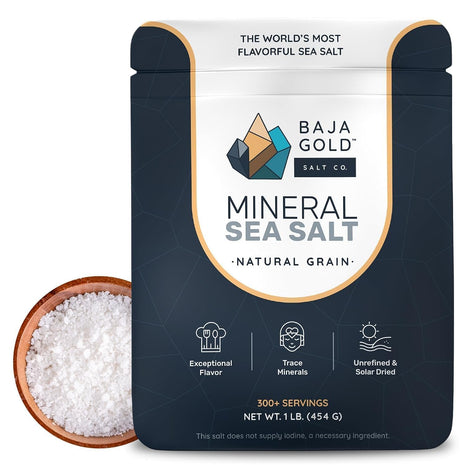 Baja Gold Signature Mineral Sea Salt - Recommended by Gary Brecka - Organic Natural Grain Salt for Cooking & Baking | Authentic Baja Salt | Ideal for All Culinary Creations | 1 lb. Resealable Bag, 300+ Servings