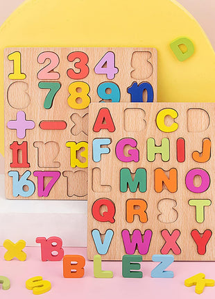 Wooden Puzzles for Toddlers 3-5, Boys & Girls, Montessori Toddler | 3 in 1 Wooden Puzzle, Alphanumeric Graphics Cognitive, for toddlers 3-5 make, natural wood, gift for a birthday