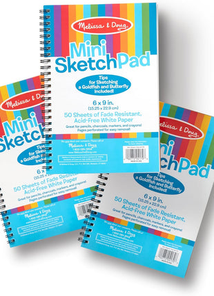 Melissa & Doug Drawing Paper, Sketch Pad, 3-Pack Bundle for Coloring, Writing or Painting (6 x 9 inches) - 50 Sheets Each, Kids Drawing Pad & Art Supplies for Kids Ages 3+