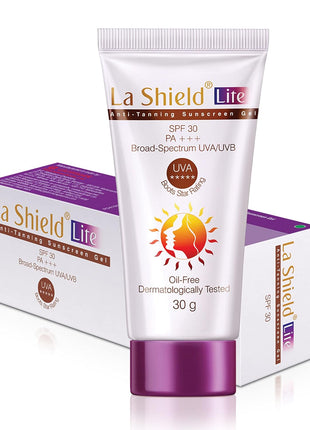 La Shield Lite SPF 30+ And PA+++ Anti -Tanning | Mineral Based Sunscreen Gel | Suitable For All Skin Types, 30 Grams,8904091145676