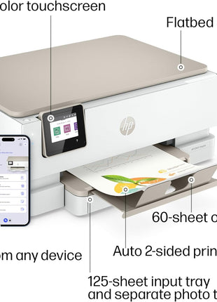 HP Envy Inspire 7255e Wireless Color Inkjet Printer, Print, scan, copy, Easy setup, Mobile printing, Best-for-home, 3 month Instant Ink trial included, AI-enabled (1W2Y9A)