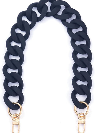 AUMEY Large Flat Chain Strap - Acrylic Luxury Handbag Strap Fashionable Replacement Purse Clutches Handles for DIY Crafts, 15.7 inch of Each ... (02- Black)